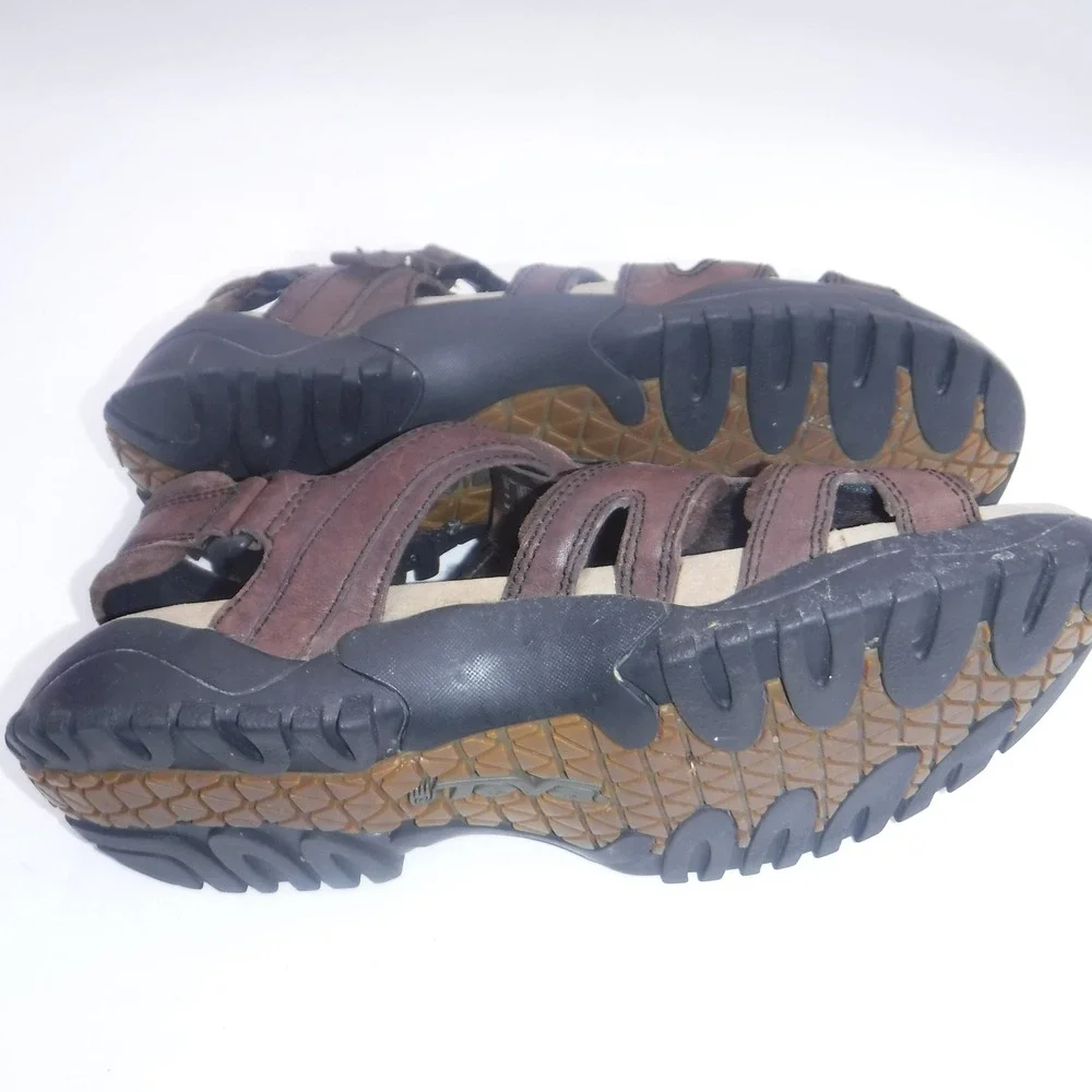 Teva Mens‎ Brown Waterproof Leather Fisherman Sandals Rugged Outdoor Hiking 11
